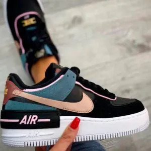 Tênis Nike Air Force Feminino Preto, Azul e Rosa